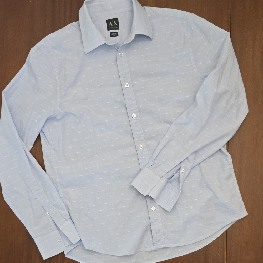 A/X‎ ARMANI EXCHANGE Light Blue Men's M Shirt light Blue Long Sleeve